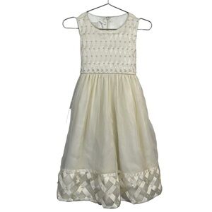 Cinderella Couture Formal Dress Toddler Girls Sz 5 Cream Off-White Pearls EUC